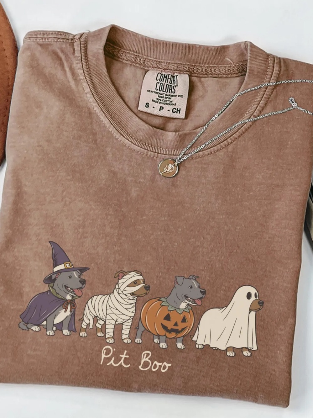 Comfort Colors Espresso Pit Boo Halloween Dog Graphic Tee
